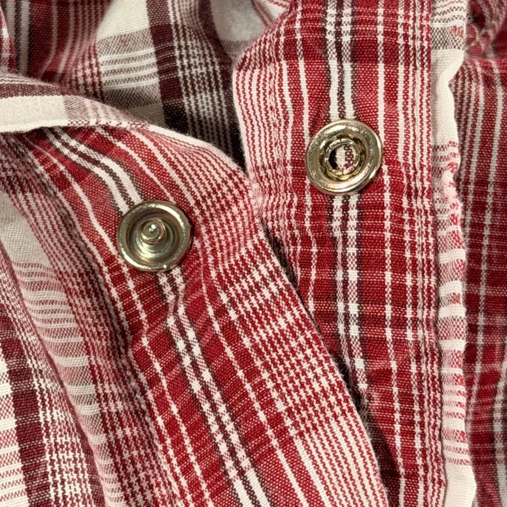 Levi's Western Shirt Mens Large Red Plaid Pearl Snap Long Sleeve Cotton 3571